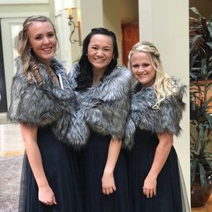 Gray Faux Fur Shawl